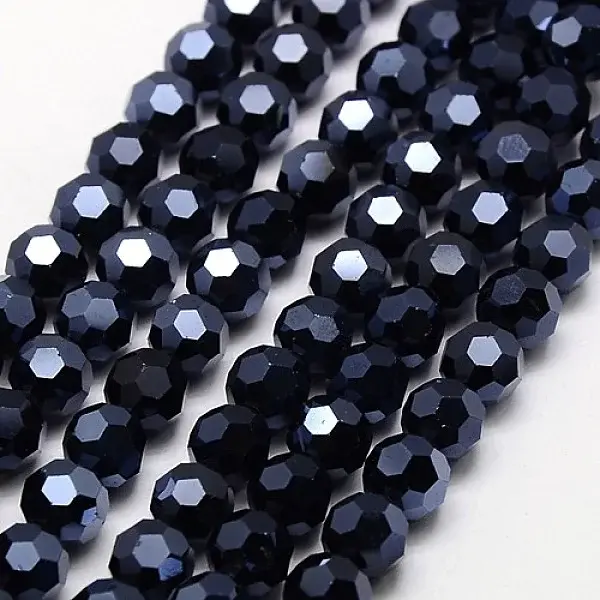 Full Plated Faceted(32 Facets) Round Electroplate Glass Strand Beads