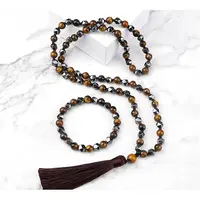 Natural Hematite Round Beaded Pendant Necklaces & Bracelets Sets