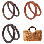 6Pcs 3 Styles Wooden Round Ring Shaped Bag Handles
