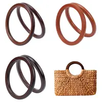 6Pcs 3 Styles Wooden Round Ring Shaped Bag Handles