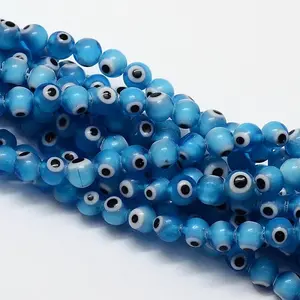 Handmade Evil Eye Lampwork Round Bead Strands