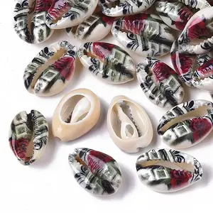 Printed Natural Cowrie Shell Beads
