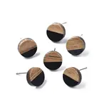 Opaque Resin & Walnut Wood Stud Earrings