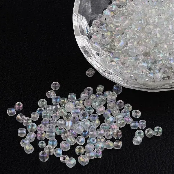 Transparent Rainbow Colours Round Glass Seed Beads