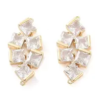 Brass Pave Clear Glass Connector Charms
