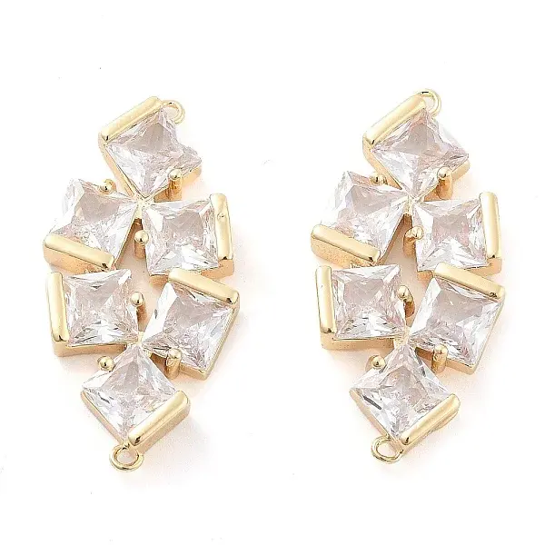 Brass Pave Clear Glass Connector Charms