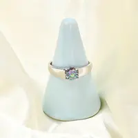 Rhodium Plated 925 Sterling Silver Moissanite Adjustable Rings
