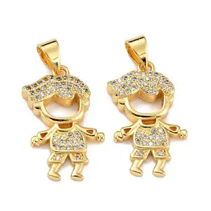 Brass Micro Pave Clear Cubic Zirconia Pendants