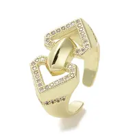 Brass Micro Pave Cubic Zirconia Open Cuff Ring
