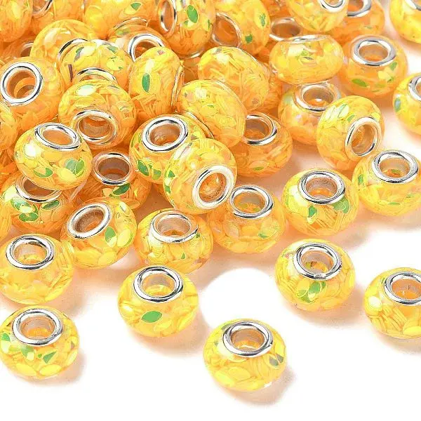 Transparent Resin Rondelle European Beads