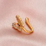 Brass Micro Pave Clear Cubic Zirconia Butterfly Clip-on Nose Septum Rings
