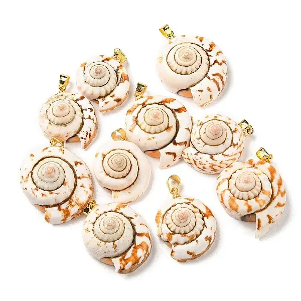Natural Spiral Shell Red Lip Shell Pendants