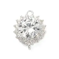 925 Sterling Silver Clear Cubic Zirconia Connector Charms