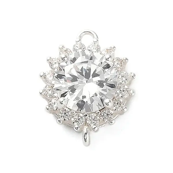 925 Sterling Silver Clear Cubic Zirconia Connector Charms