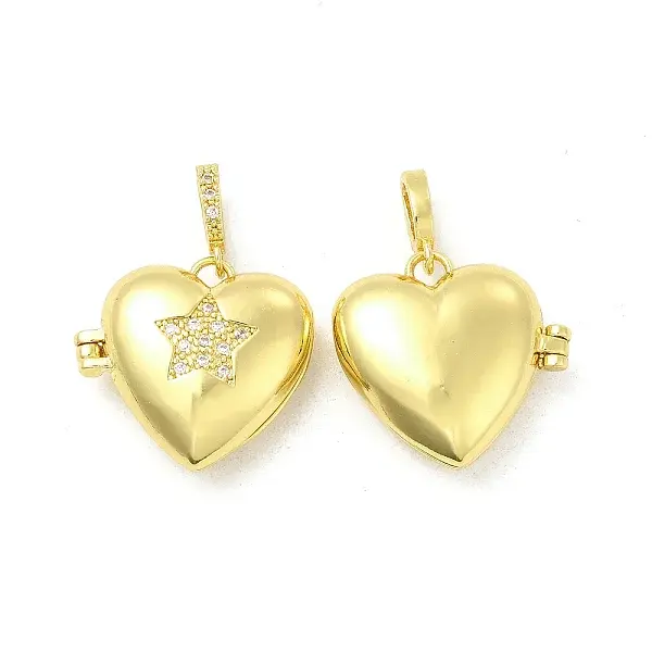 Brass Micro Pave Clear Cubic Zirconia Locket Pendants