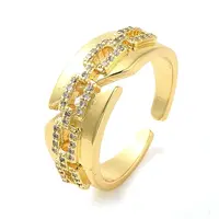 Brass Micro Pave Cubic Zirconia Cuff Rings
