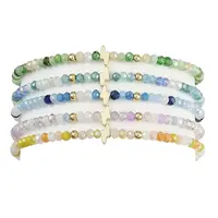 Lightning Bolt Non-magnetic Synthetic Hematite & Glass Beaded Stretch Bracelets
