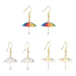 3 Pairs 3 Colors 3D Umbrella Acrylic Dangle Earrings