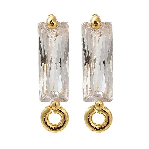 Brass Clear Cubic Zirconia Stud Earrings Finding for Women