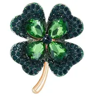 Cubic Zirconia Clover Brooch Pin