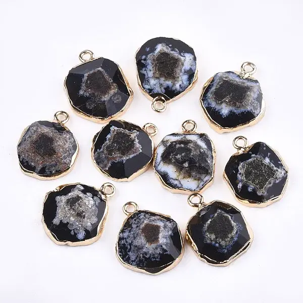 Electroplate Natural Agate Pendants
