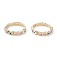 Brass Micro Pave Clear Cubic Zirconia Adjustable Rings