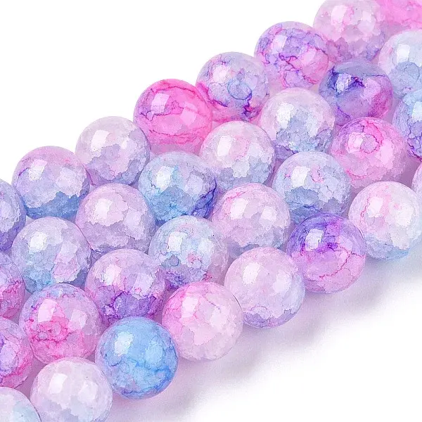 Baking Paint Crackle Glass Bead Strands