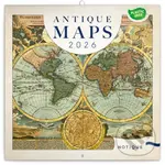 NOTIQUE Nástenný poznámkový kalendár Antique maps (Staré mapy) 2026