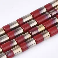 Half Electroplate Opaque Glass Beads Strands