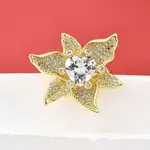 Brass Micro Pave Cubic Zirconia Cuff Rings for Women