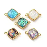 Brass Pave Synthetic Opal Rhombus Connector Charms