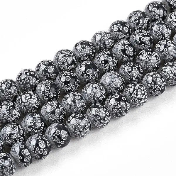 Transparent Baking Painted Glass Beads Strands