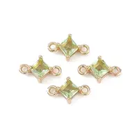 Brass Pave Glass Rhombus Links Connector Charms