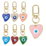 7Pcs 7 Colros Heart with Evil Eye Alloy Enamel Pendant Decorations