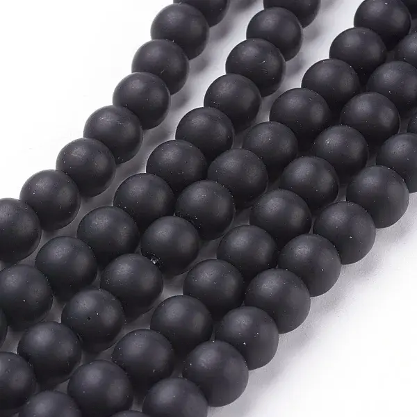 Synthetic Black Stone Beads Strands