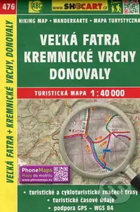 Veľká Fatra, Kremnické vrchy, Donovaly 1:40 000 - turistická mapa  č. 476