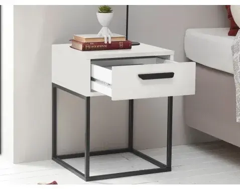 Nočný stolík s 1 zásuvkou Suna, biely%