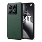 Lenuo TPU leather kryt pro Xiaomi 14T tmavě zelená