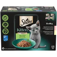Sheba Kitten 4Pack výběr vlhkého krmiva pro kočky - losos, kuřecí 12 x 85 g
