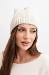 Dámska zimná čiapka s uškami a rebrovaným úpletom