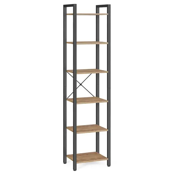 Boxxx REGÁL, černá, barvy vlašských ořechů, ocel, 40/186/30 cm