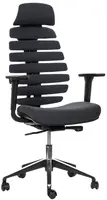 MERCURY Ergonomická kancelářská židle FISH BONES s opěrkou hlavy, černý plast, 26-90-19 tmavě šedá, 3D područky, sezení 8 hodin denně