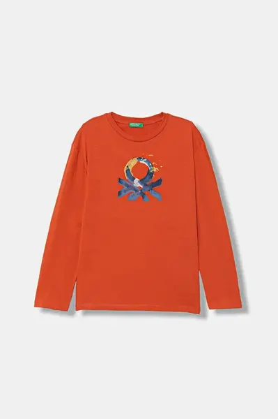 Dětské bavlněné tričko s dlouhým rukávem United Colors of Benetton