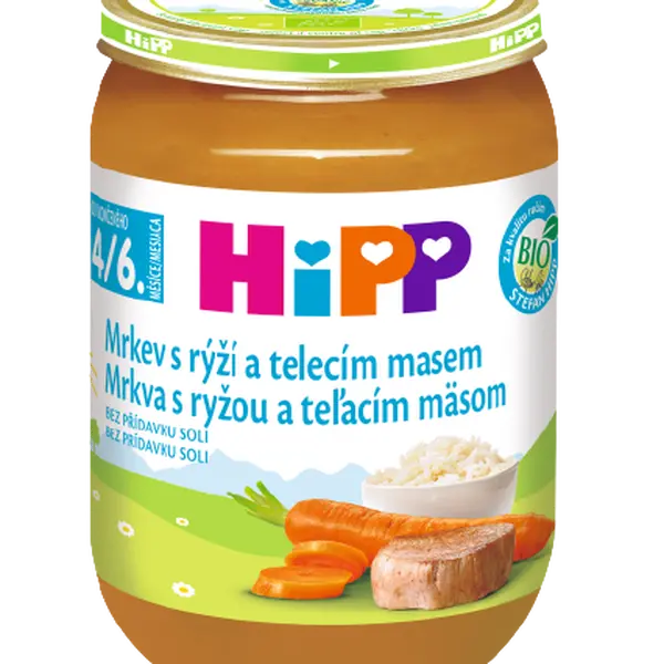 HIPP BIO Mrkev s rýží a telecím masem 190 g