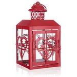 Lampáš plechový SRDCE červená