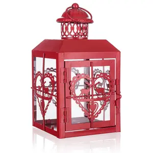 Lampáš plechový SRDCE červená