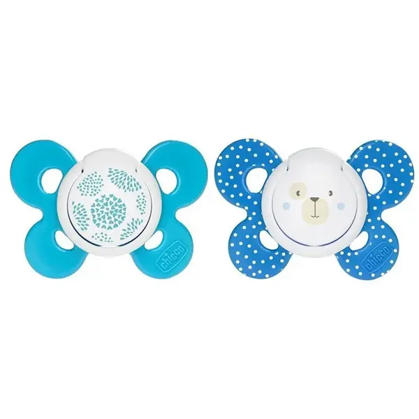Chicco Dudlík Physio Comfort silikonový 6-16m chlapec - tečky/méďa 2 ks