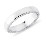 Pánský prsten v bílém zlatě s diamanty po stranách obroučky KLENOTA