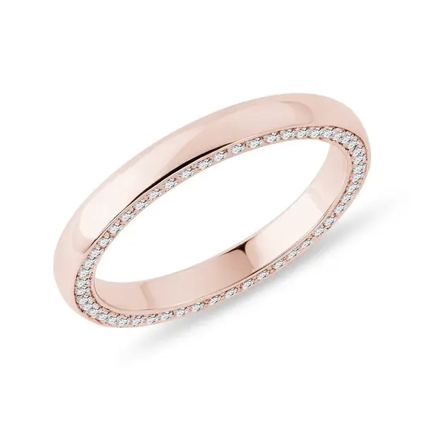 Dámský snubní prsten s diamanty po obvodu v růžovém zlatě KLENOTA