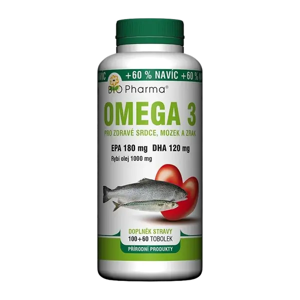 BIO PHARMA Omega 3 1000mg EPA 180mg+DHA 120mg 160 tobolek